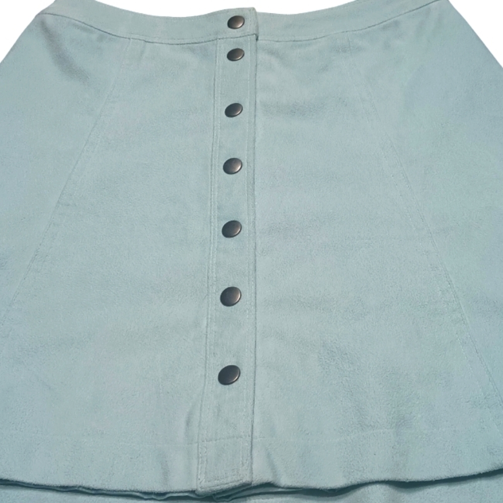 NWT Abercrombie & Fitch Blue "Suede" Mini A-Line Button Skirt Women's Sz 2 - Picture 2 of 9